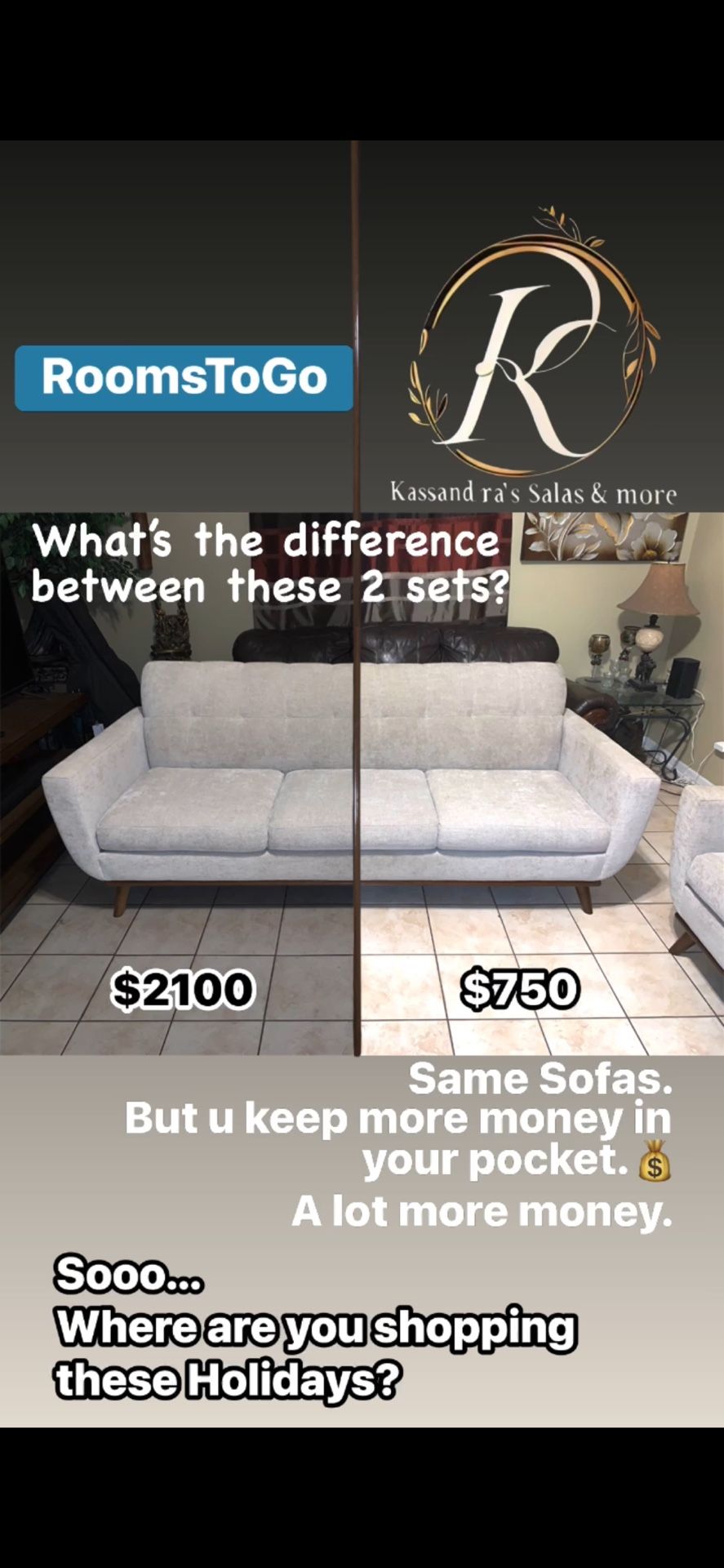 🩶✨ Flawless Cindy Crawford Topaz 2pc Sofa & Chair from RoomsToGo in 🩶 Light Gray