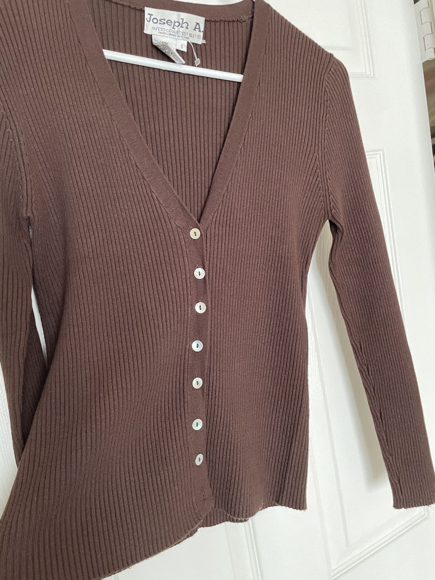 Brand New! Cardigan Sweater Ribbed Brown Petite S Small