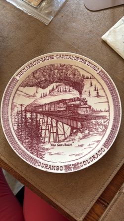 Vintage plate. The San Juan. The narrow gauge capital of the world By Vernon kilns.