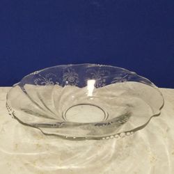 Vintage Heisey Orchid 12.5  inch Elegant Etched Crystal Bowl 