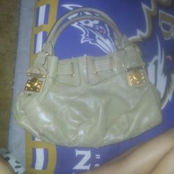 Juicy Couture Black Leather Tan Satchel Hobo Bag Gold Tone Hardware EUC