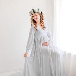 White Maternity Dress For Photo Shoots, Very Long