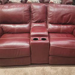 Red Leather Loveseat