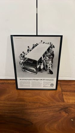 Original 1983 Volkswagen Glass Framed Print Ad