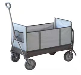 6 cu. ft. Steel and Fabric Omni Compact Folding Design Garden Cart with Side-Door Access, 300 lbs. Weight Capacity, Gray