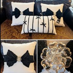 NEW Boutique Pillow Set - Lace, Ribbon & Silver Bling! ✨