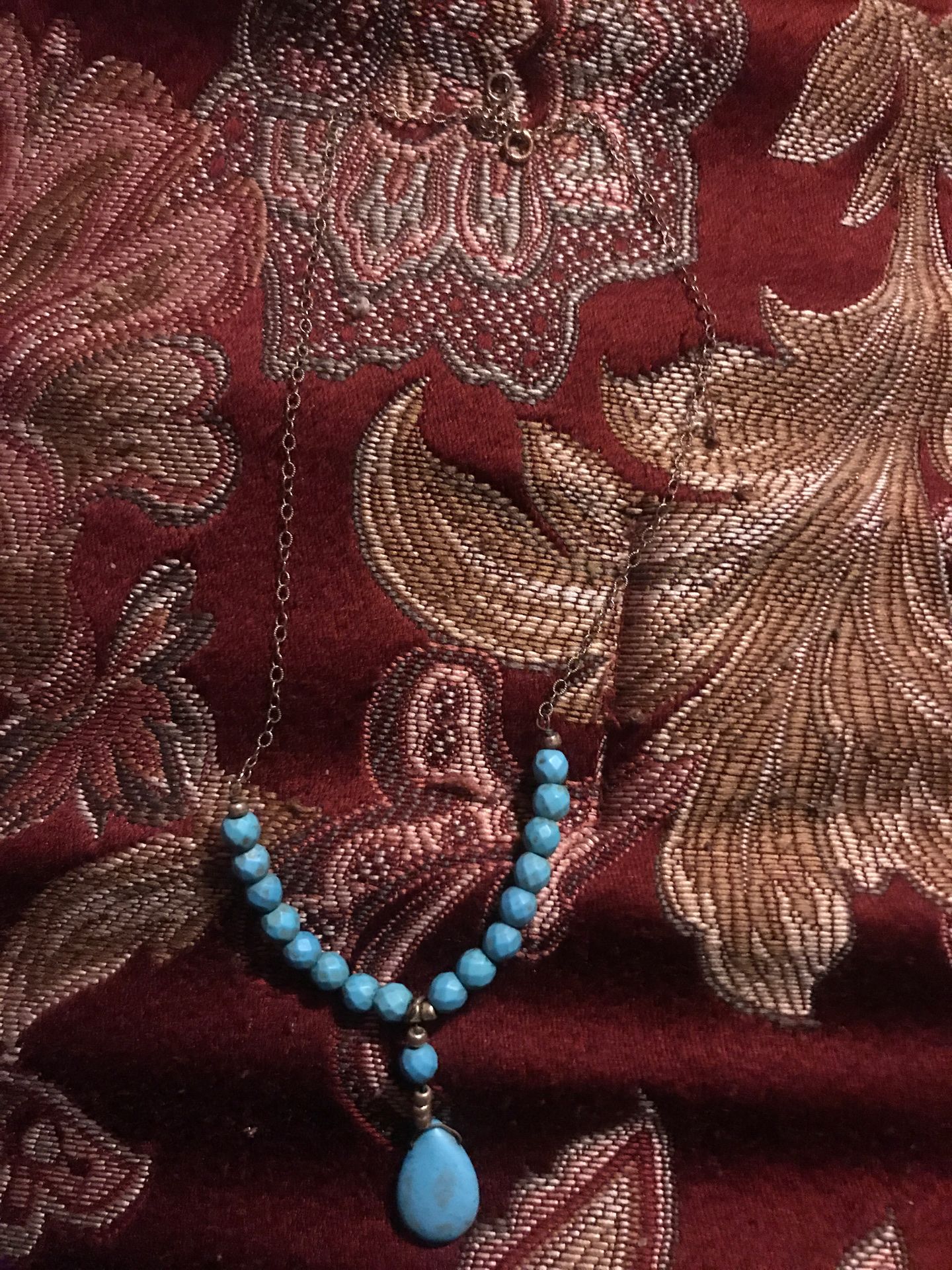 Real turquoise 14k gold necklace