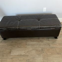 Leather Storage Ottoman $100