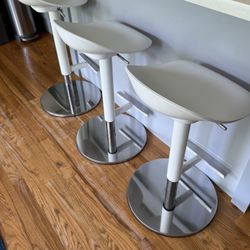 Three White And Silver Stools (retail for $465 + tax)