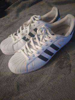 Size 14 White Super Star Shell Toe Adidas shoes