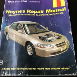 Haynes Repair Manual For ‘98-‘02 Honda Accord All Models 