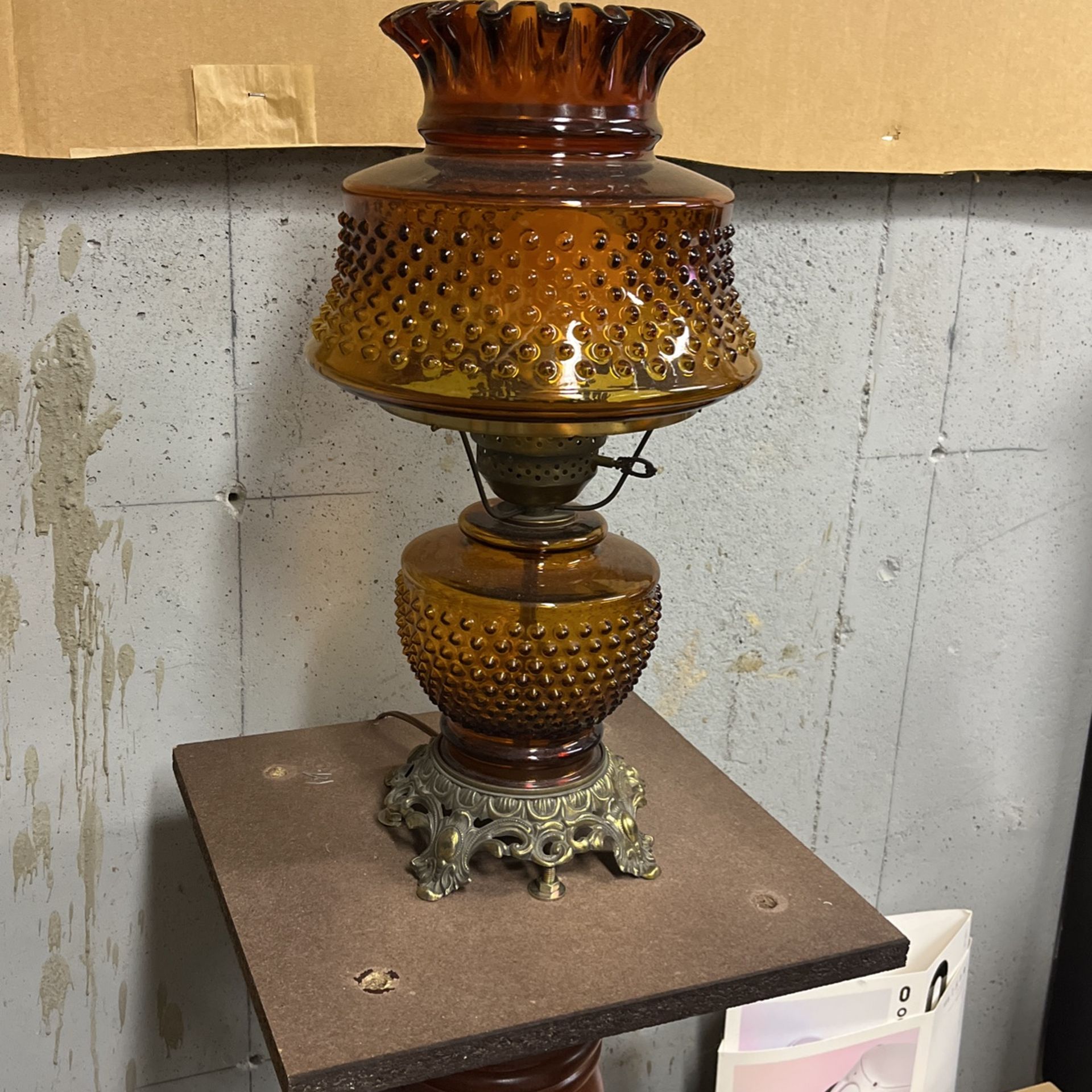 Antique Amber Glass Lamp