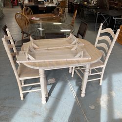 Country dining table and chairs set (in store)