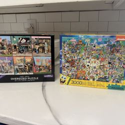 Lot of 2 Jigsaw Puzzles: SpongeBob 3000 Pieces + 1000 Piece Oversized