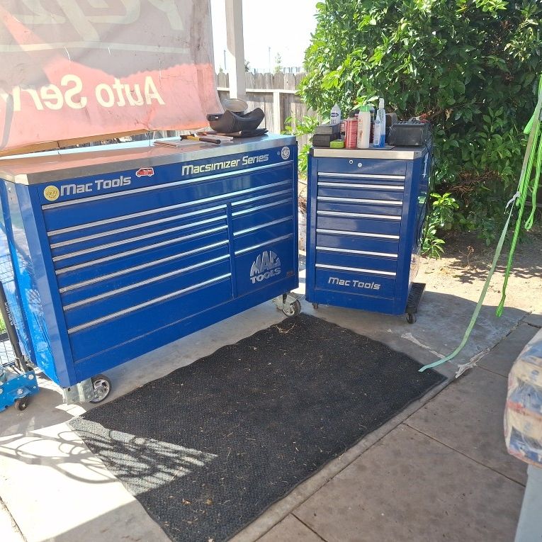 MAC Maximizer toolbox with side cabinet and stainless steel tops