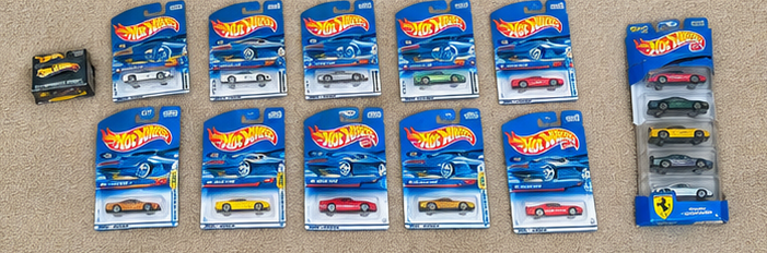 Vintage Hot Wheels Collection, Ferrari Models, 100% Hot Wheels & Matchbox Die-Cast Cars