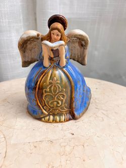 Ceramic Angel Bell Figurine with Book