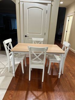 Ikea 2 Tone Dining Table and 4 Ingolf Chairs - delivery available