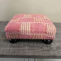 Pink rag style Ottoman Footstool