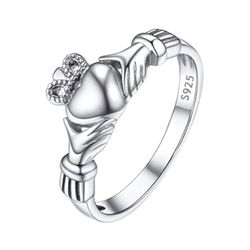 PROSILVER 925 Sterling Silver Claddagh Ring Celtic Knot Irish Wedding Band 6