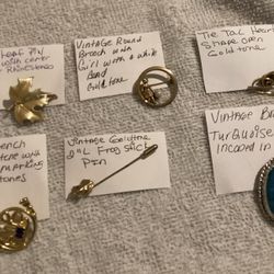 4 Broaches, 1 Tie Tac, 1 Stick Pin     $20 For All