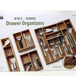 Seville Classics Bamboo Expandable Drawer Organizers 4 Pieces