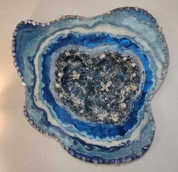 Breathtaking, LUXURY GEODE Inspired XL Wall Art w Genuine Quartz Crystals