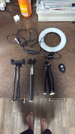 Selfie ring light and 3 different stands. With remote
