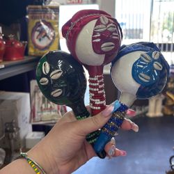 Maracas Decoradas Para SHANGO.  ELEGUA YEMAYA Y OGUN
