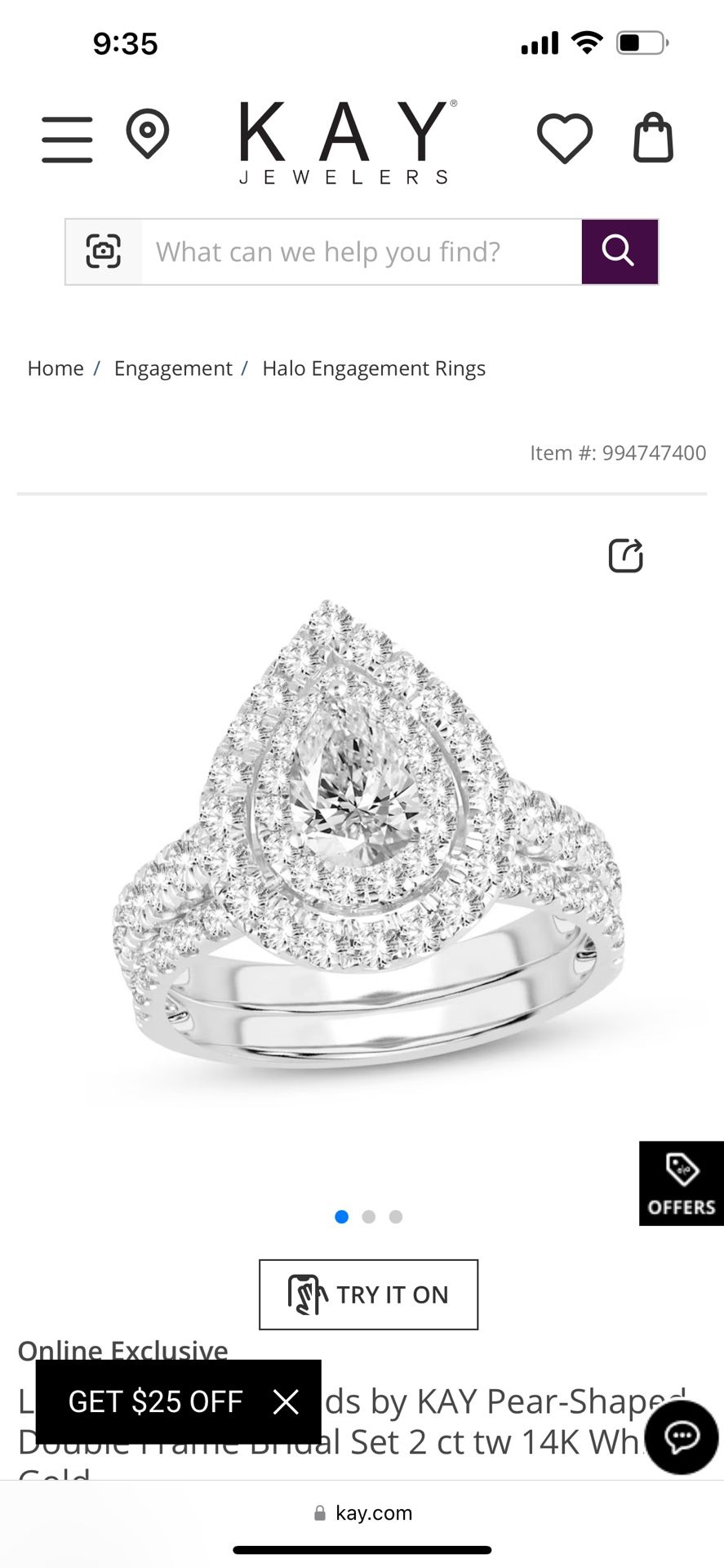 2ct 14k White Gold Engagement Ring