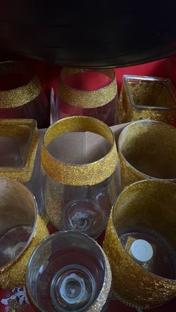 Gold Glitter hand painted vases  9