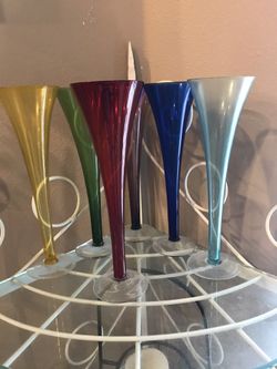 Beautiful rainbow colored glass flutes