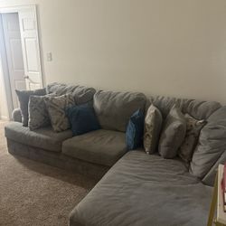 Gray Sectional Couch + Swivel Chair Set | Good Condition | $700 OBO 