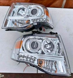 07-14 Ford Expedition LED DRL Projector Headlights Luces Calaveras Micas Faros Faroles Headlamps Focos
