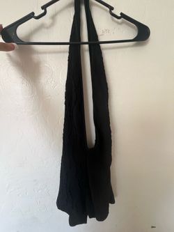 Black backless halter romper