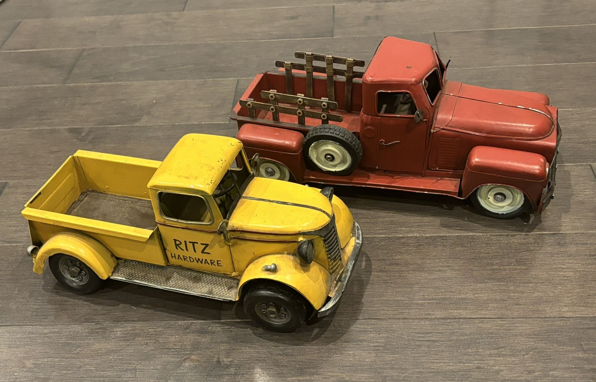 TWO VINTAGE LARGE METAL TOY CARS