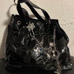 Large Black Purse with Charms