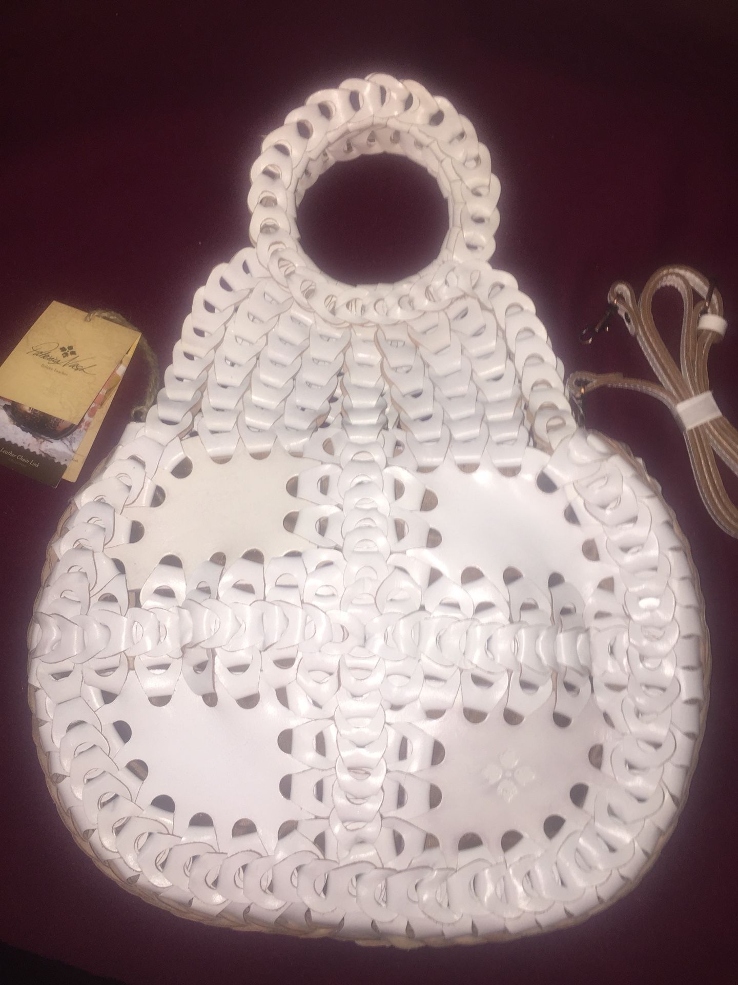 Patricia Nash Leather Chain Link Collection White Purse