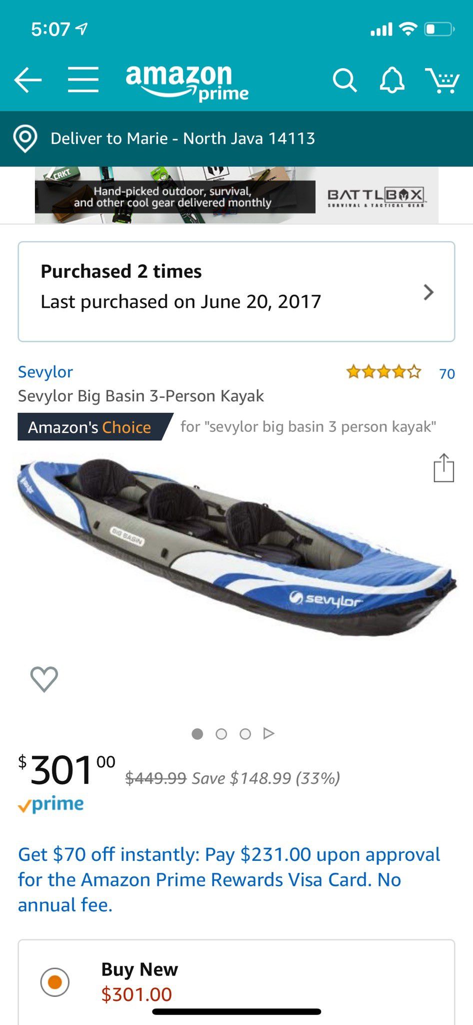Savylor big basin 3 person kayak