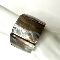 Wide Stretchy Abalone Bracelet 