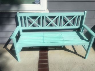 Turquoise Wood Outdoor Garden Bench