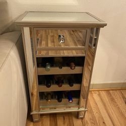 Mirror 9-Bottle Wine Rack Side Table 