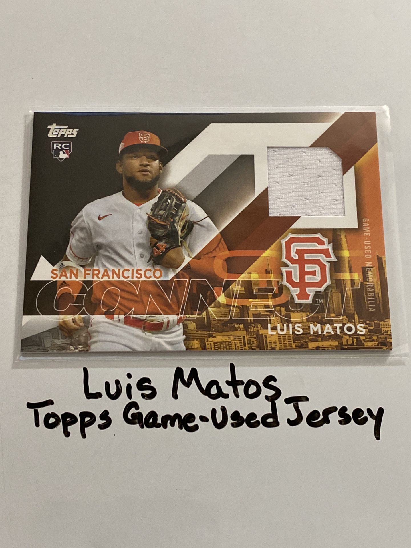 Luis Matos San Francisco Giants Outfielder Topps Short Print Game-Used Insert Rookie Jersey Card.