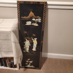 Authentic Oriental Black Laquer Wall Panels Set Of 2