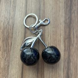 Coach Cherry Charm Keychain In Black