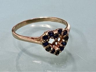 10KT Y/G Genuine Sapphire Ladies Heart Ring