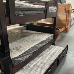 Triple Twin New $1100 Pinewood With Mattress