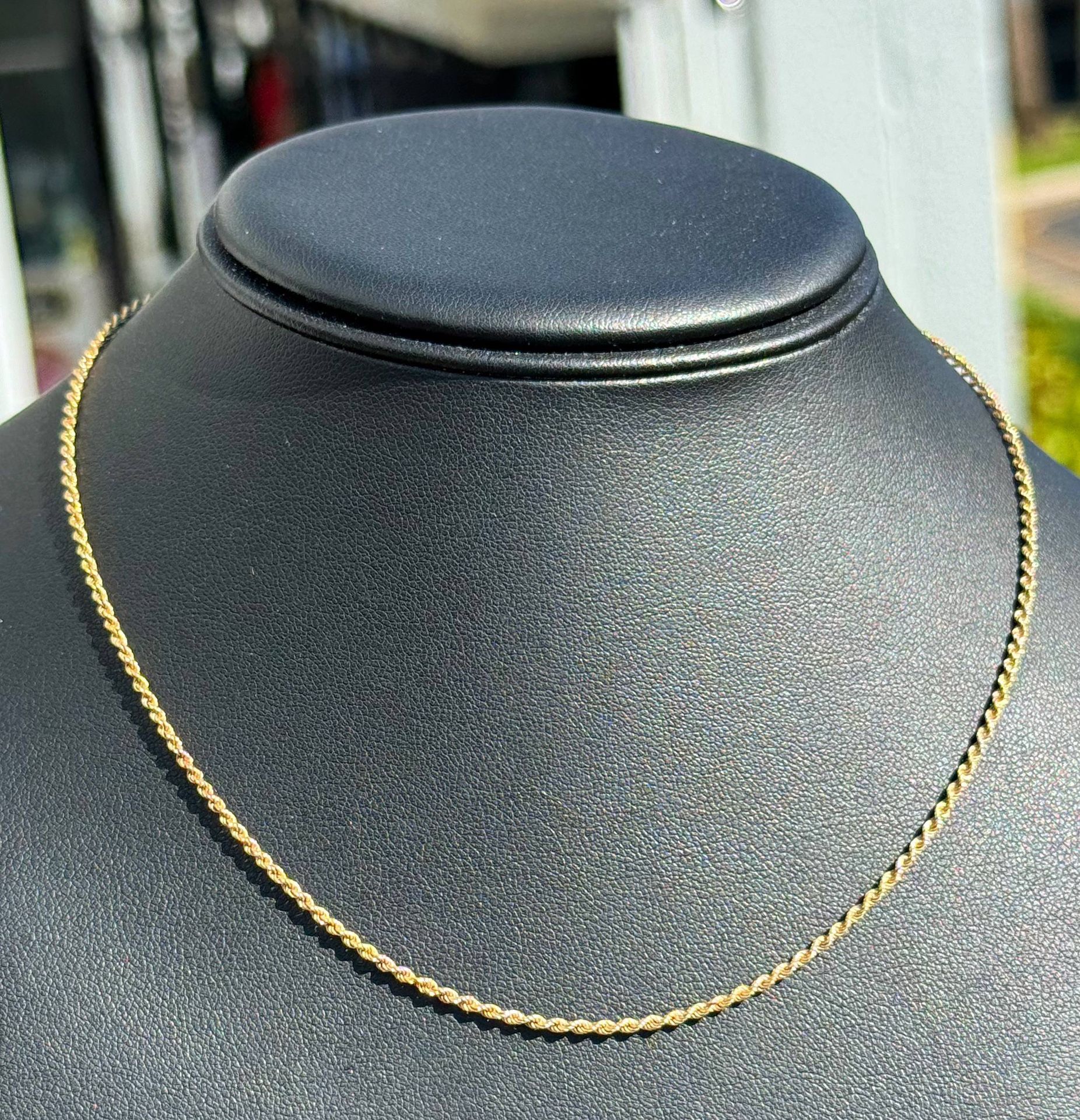 Jewelry 14k solid yellow gold Rope necklace chain 16.00" 1.30mm w barrel lock