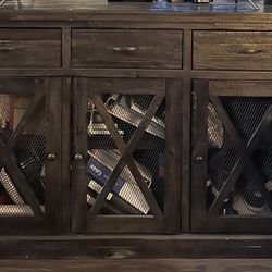 Grey Pottery Barn Farmhouse TV Stand For Sale