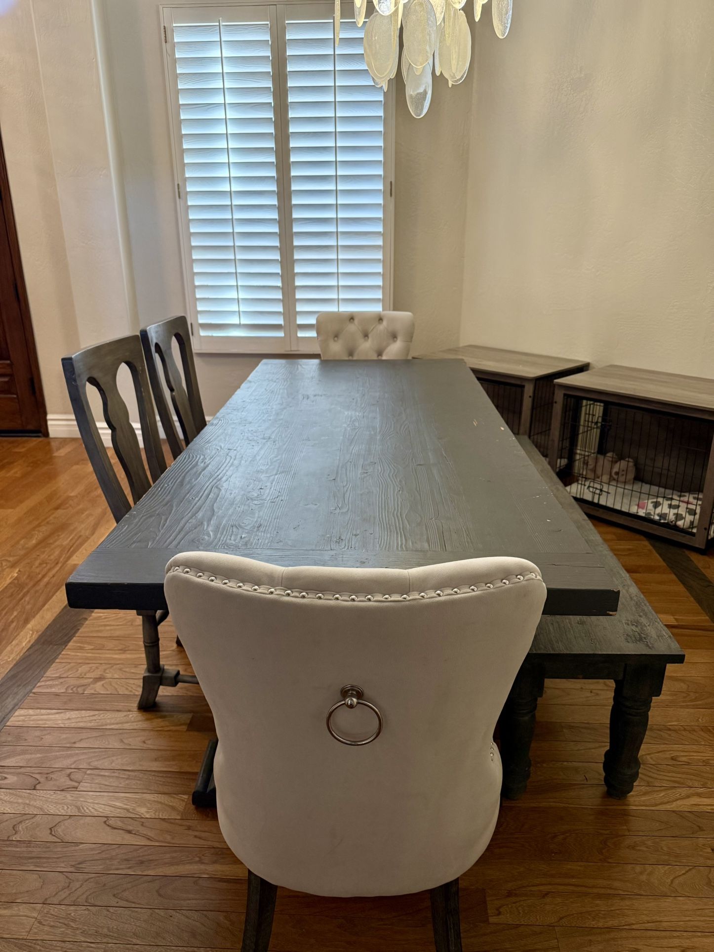 Large Wooden Table and Chairs With Bench 